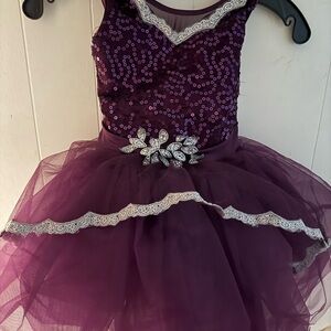 Purple Sequin Tutu Dress with Silver Accents